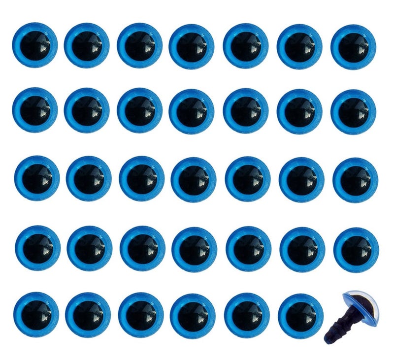 Natuworld 50 Pcs Blue Plastic Safety Eyes Round Craft Doll Eyes with Washers Crafting Buttons Accessories for Doll Bear Plush Animal and DIY Craft Making (18mm) - Image 1